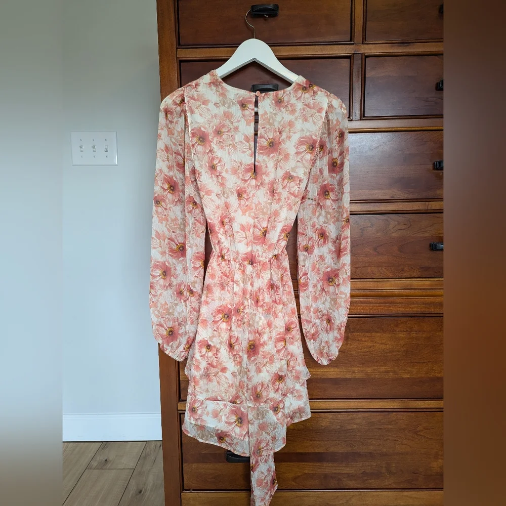 Express Floral Ruffle Wrap Front Romper - Picture 5 of 9